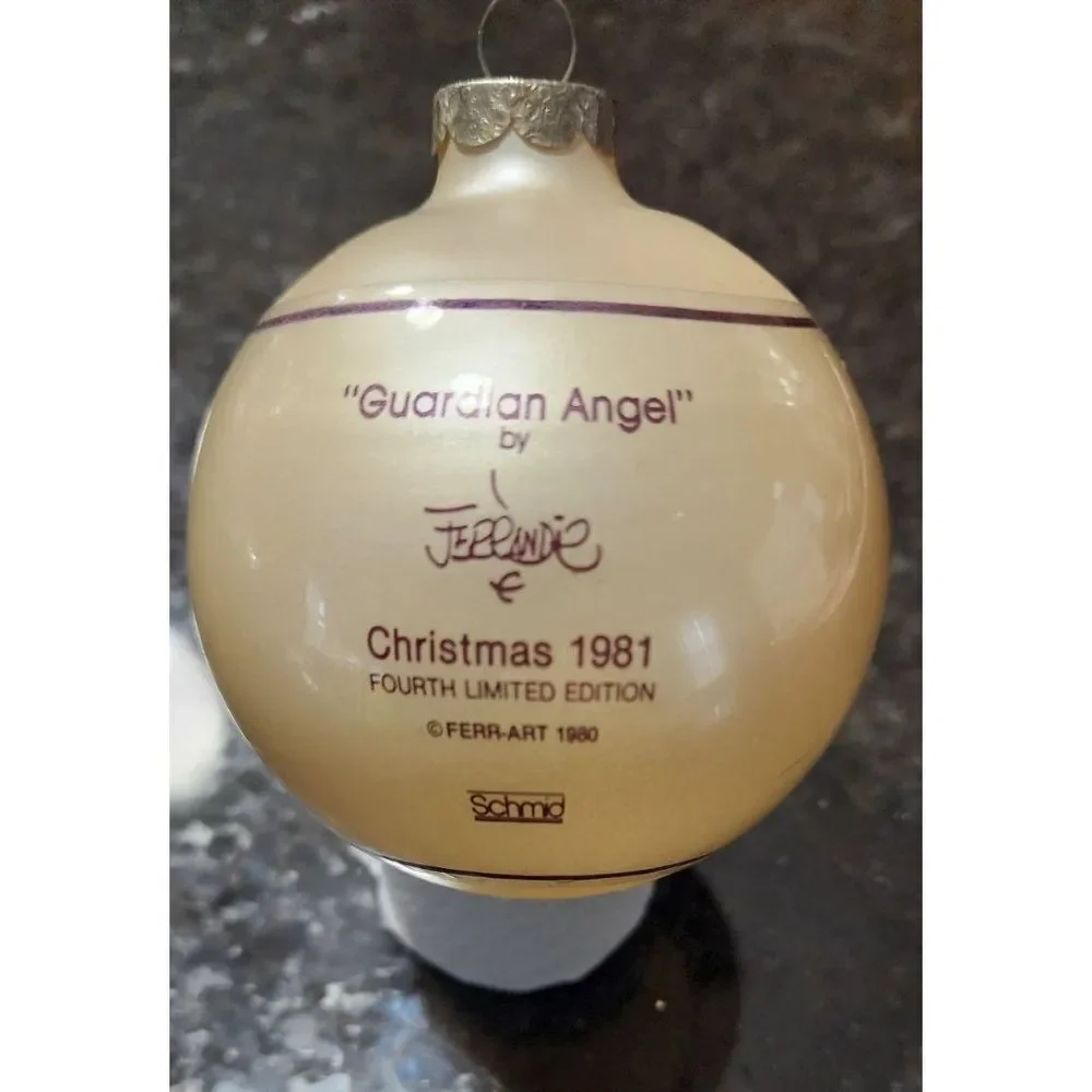 Vintage 1981 Schmid Christmas Ball Ornament Guardian Angel Ferrandiz